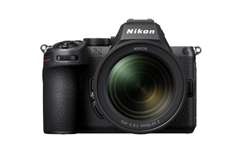 Nikon Z5II mirrorless camera shown from the front with a Nikkor Z 24–70mm F4 S lens