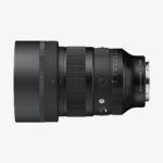 Side view of the Sigma 85mm F1.2 DG Art lens with lens hood attached