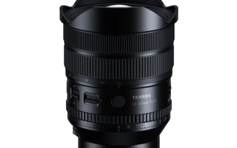 Tamron 12–20mm F2.8 ultra-wide zoom lens with integrated hood