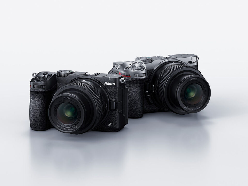Black and silver Nikon Z5IIC cameras with lenses in Nikon’s September 2026 announcement photograph.